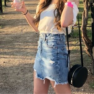 American Eagle distressed denim skirt
